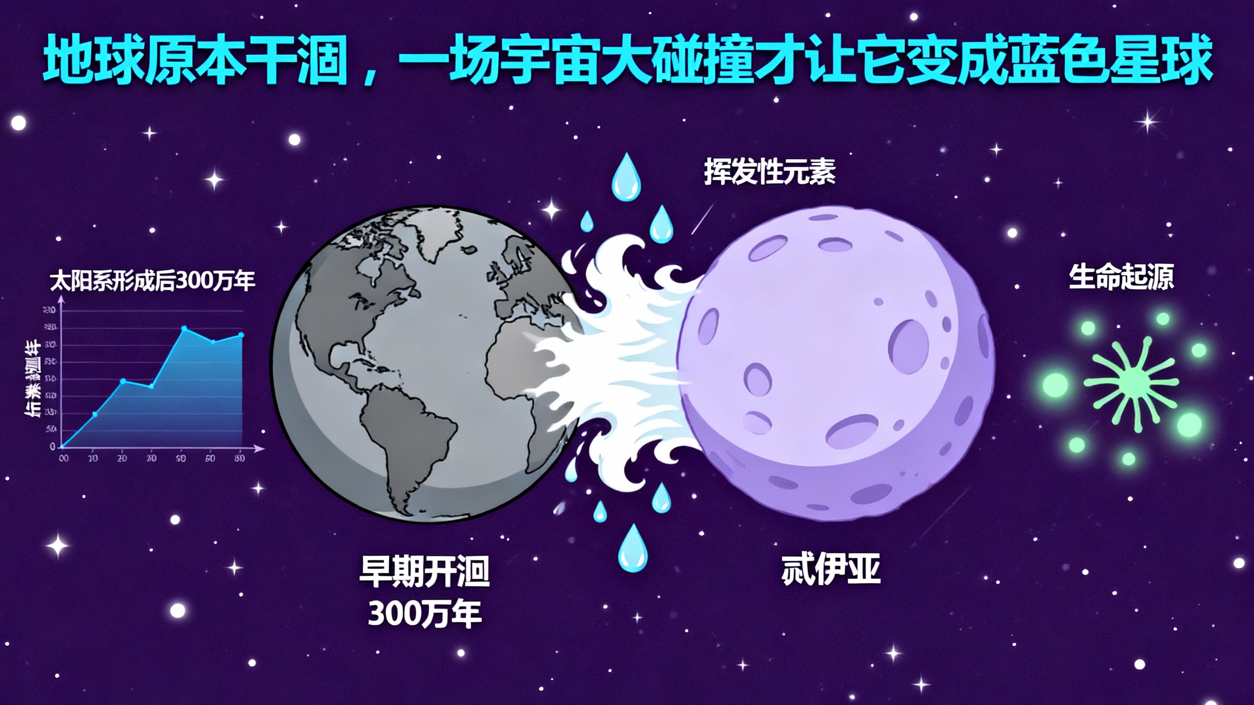 地球原本干涸,一场宇宙大碰撞才让它变成蓝色星球