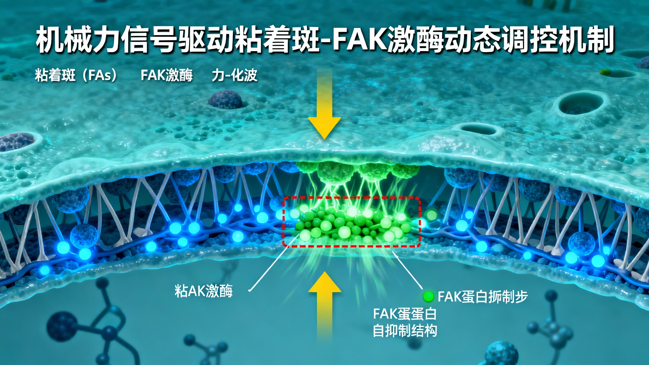 细胞移动时,黏着点中的机械化学波