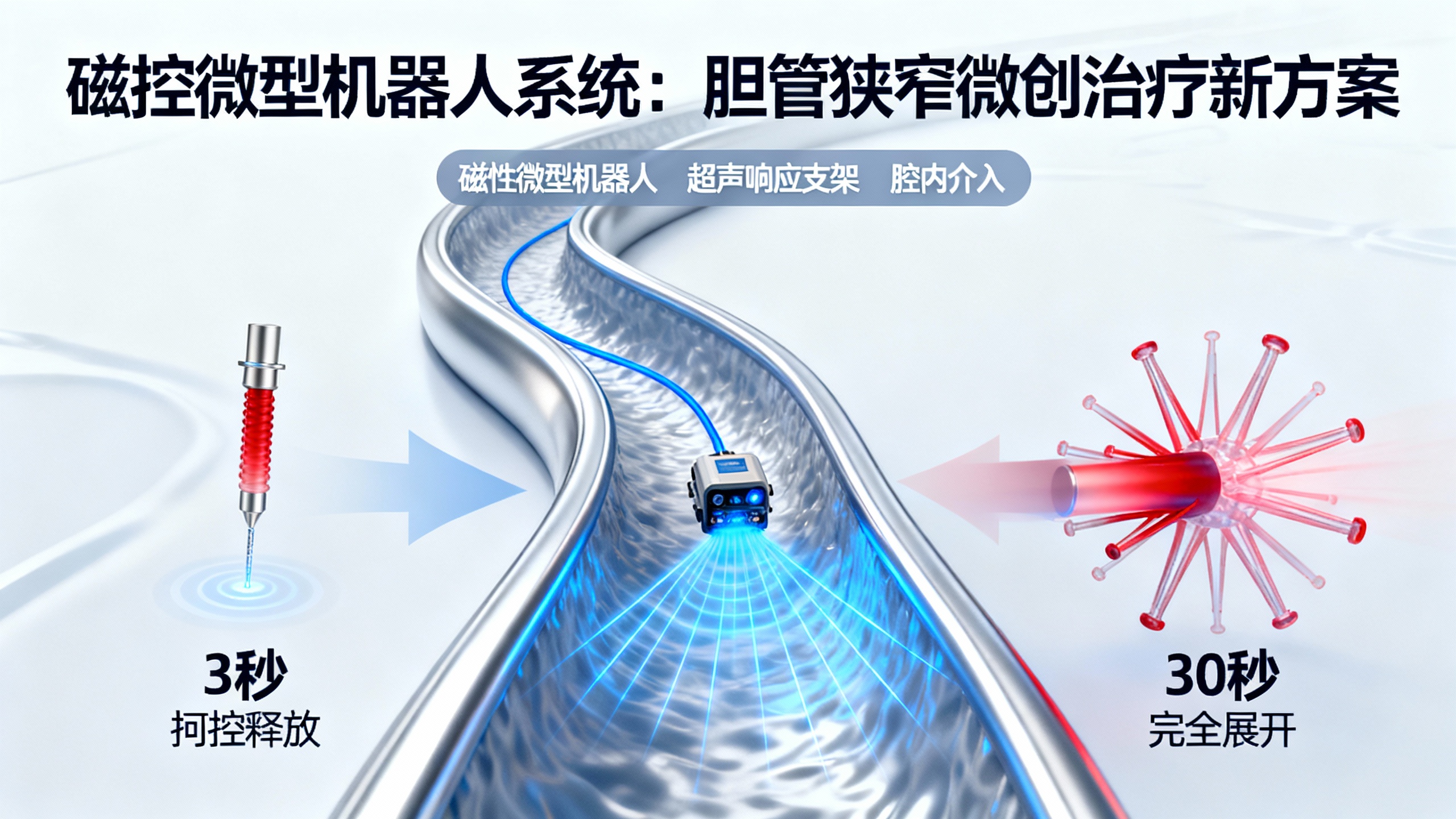 微型磁控机器人系统：轻松应对复杂管道，精准送入支架