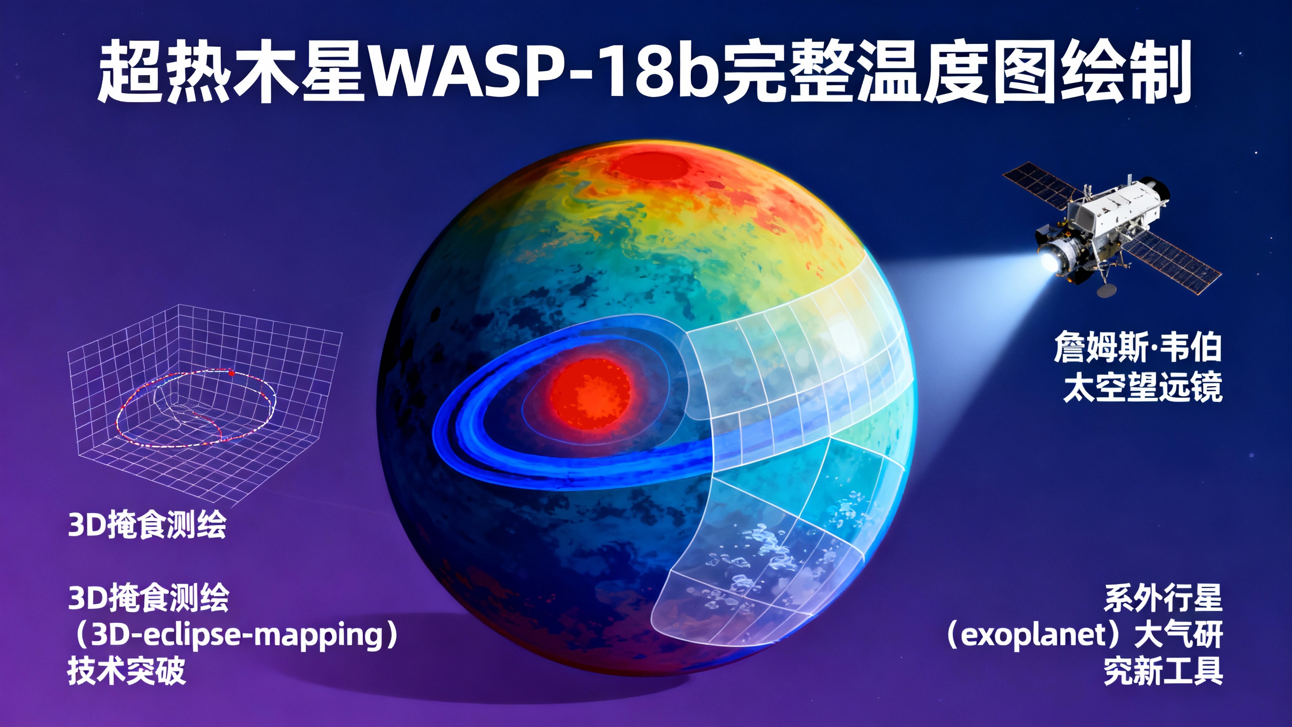 詹姆斯韦伯望远镜拍到行星炽热大气的震撼三维画面