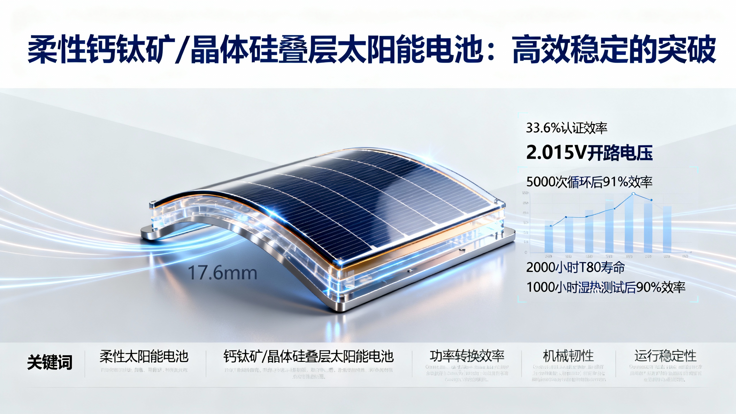 效率达33.6%的柔性钙钛矿-硅叠层太阳能电池
