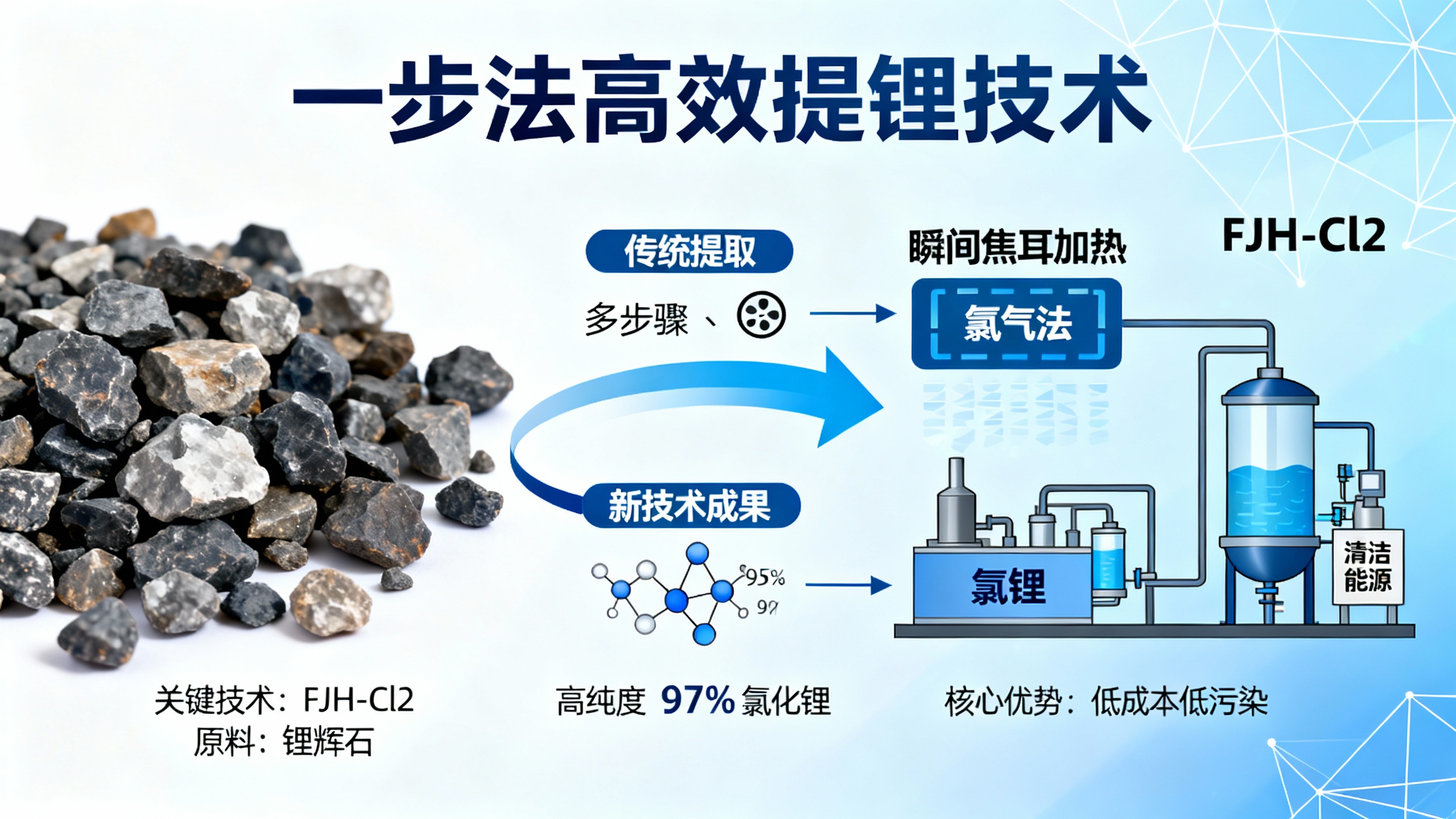 几秒钟内从天然矿石中一步提取锂
