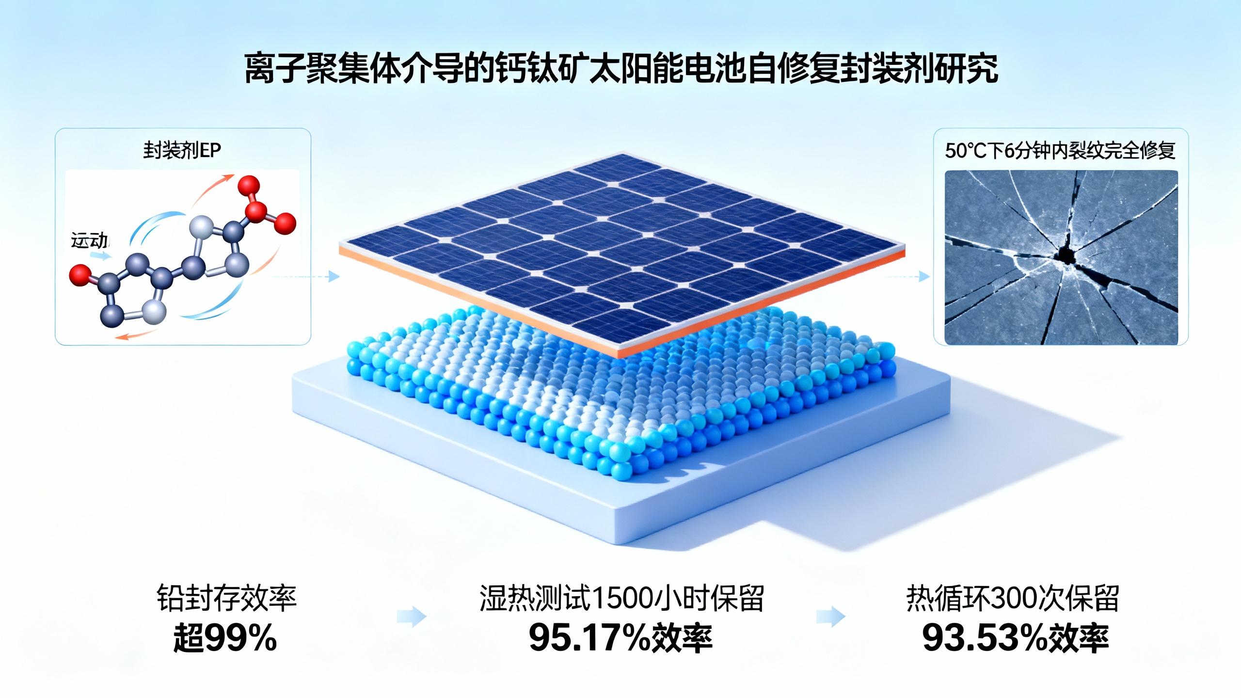 一种能快速自修复的塑料材料，助力钙钛矿太阳能电池更耐用