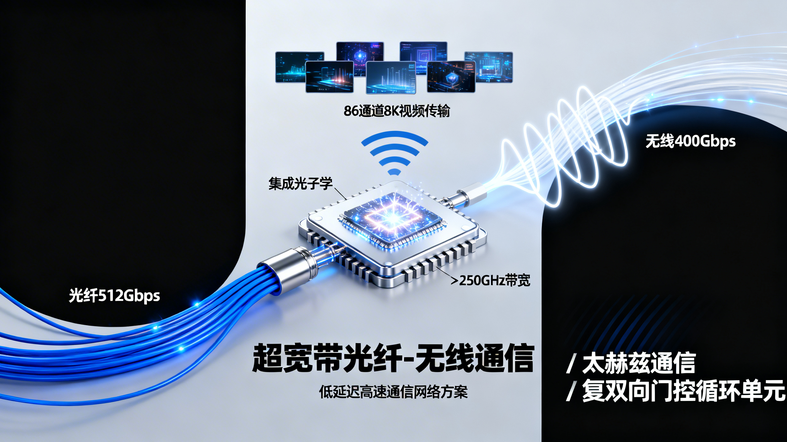 光芯片助力超宽带光纤无线通信