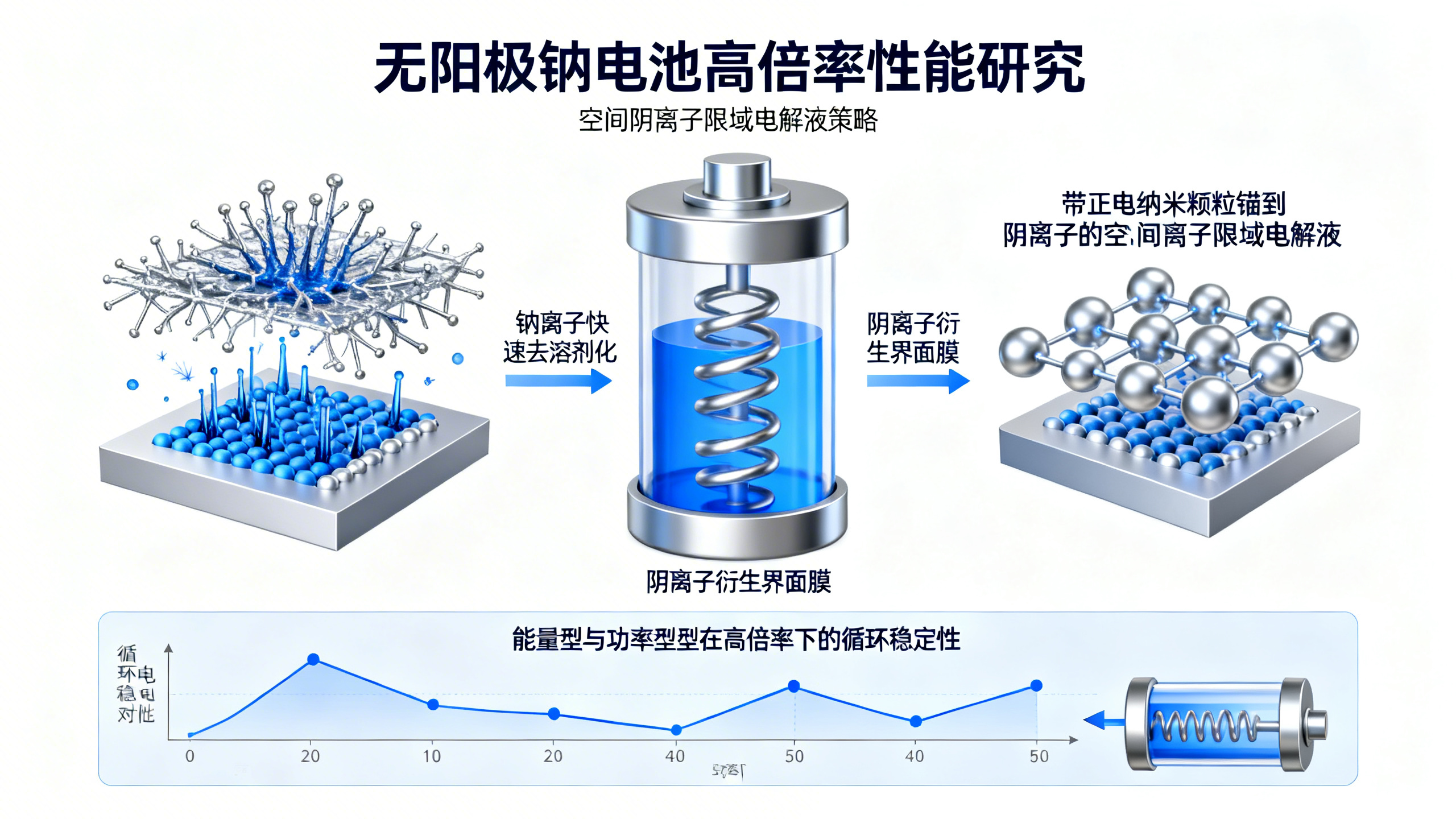 新型电解液让无负极钠电池充电更快、寿命更长