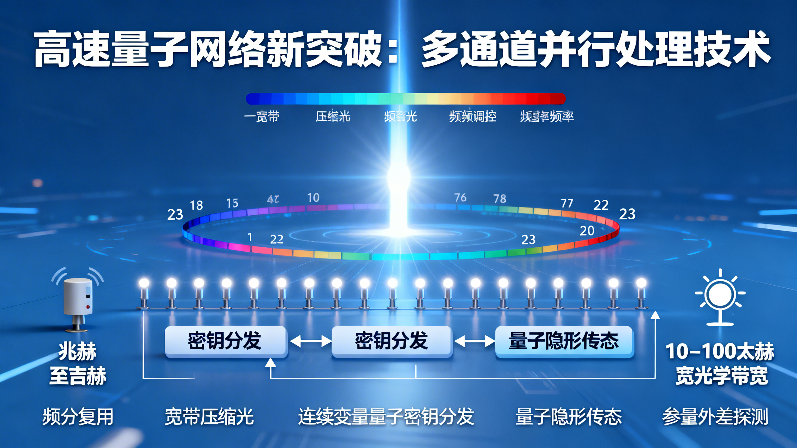 超宽带光信号中同时处理多种量子信息