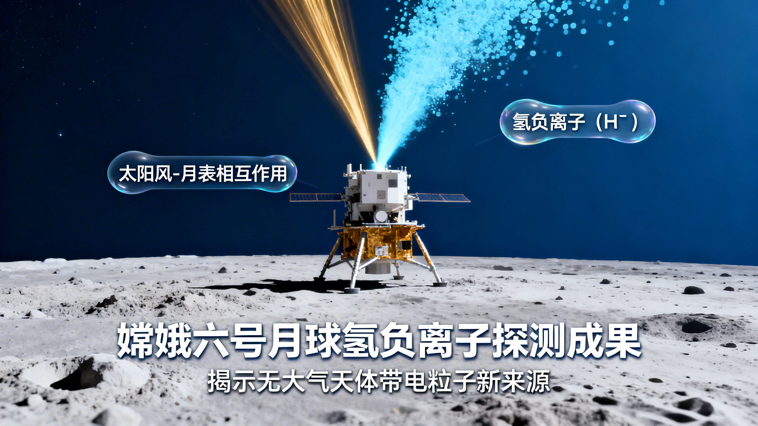 嫦娥六号发现月球上的氢负离子随太阳风变化