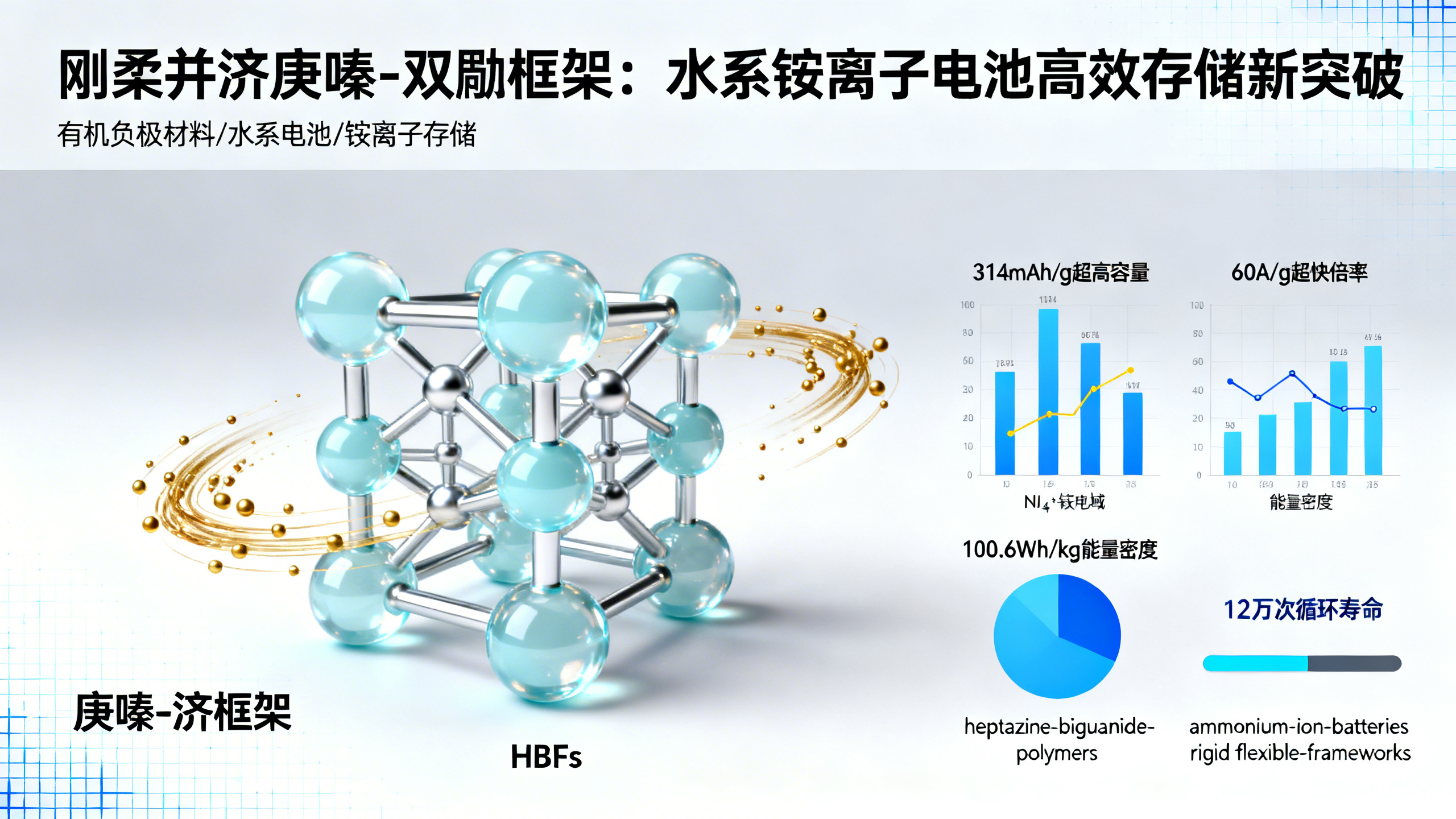 柔性-刚性七嗪双胍框架：让电子快速“跑起来”，铵离子轻松“住进去”