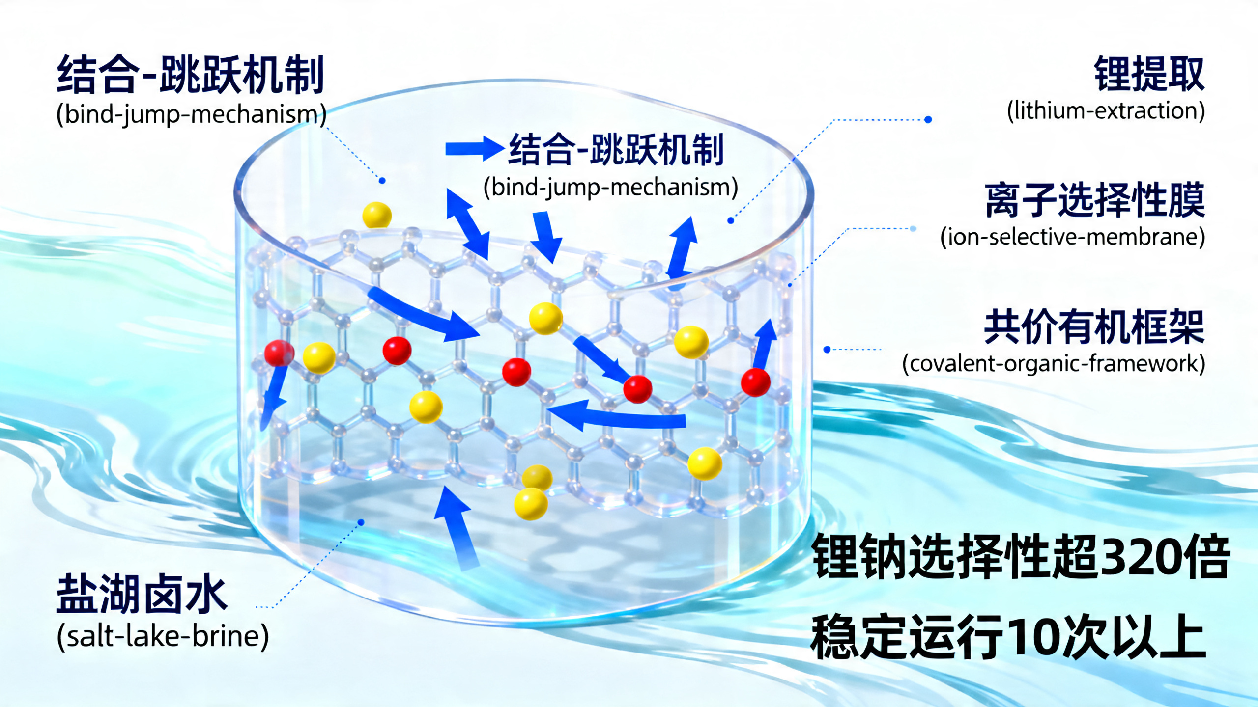 高效直提锂离子的“锁跳”膜