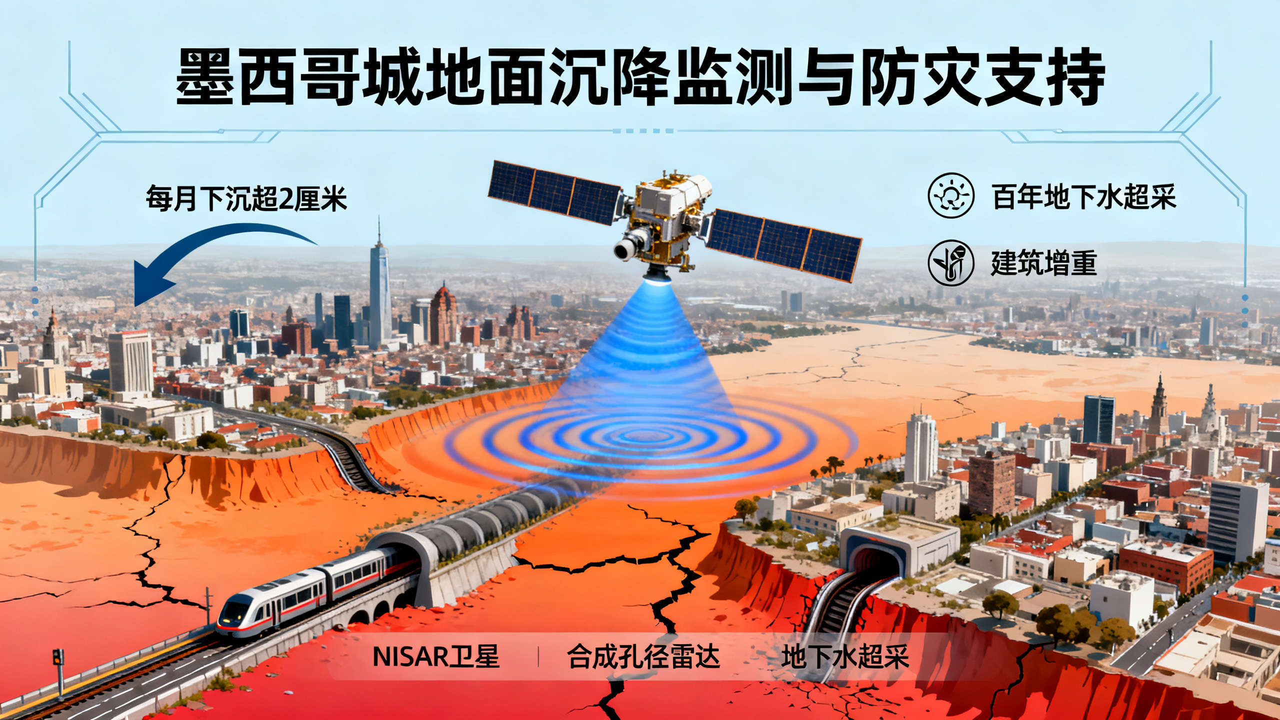 墨西哥城正在下沉，NASA卫星拍到惊人速度