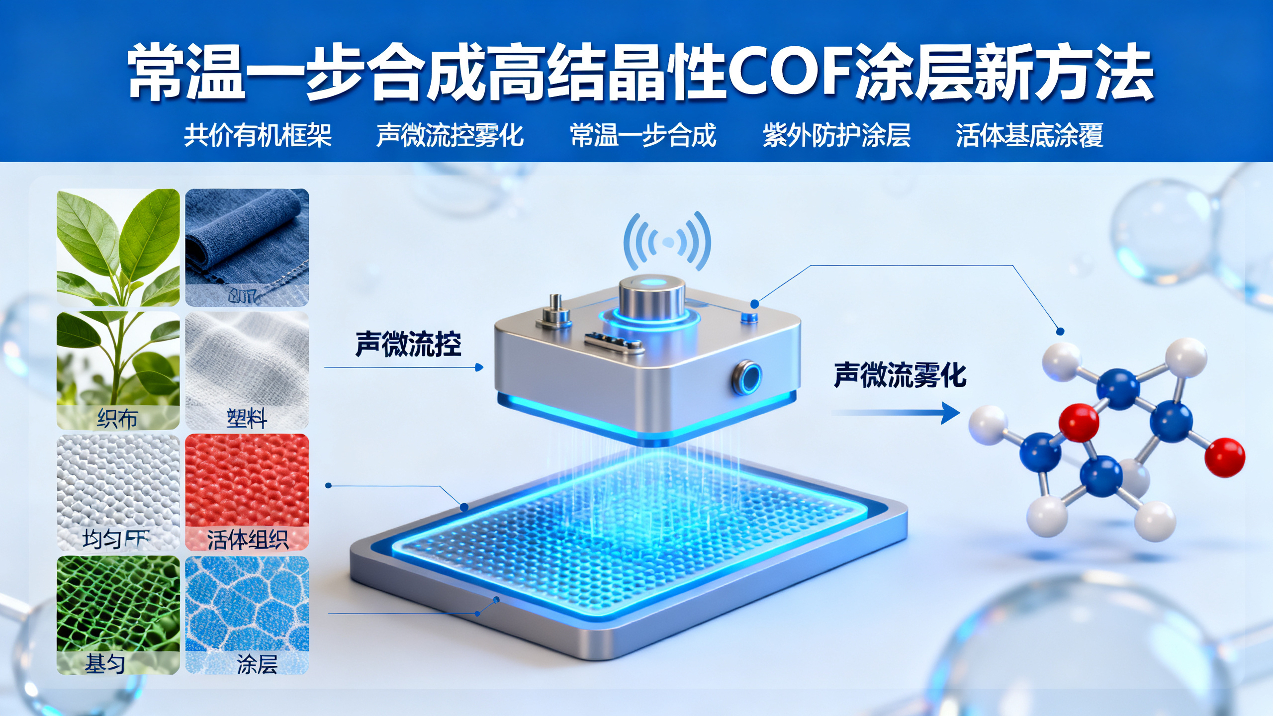 一步法直接在任意表面制备高结晶度共价有机框架材料