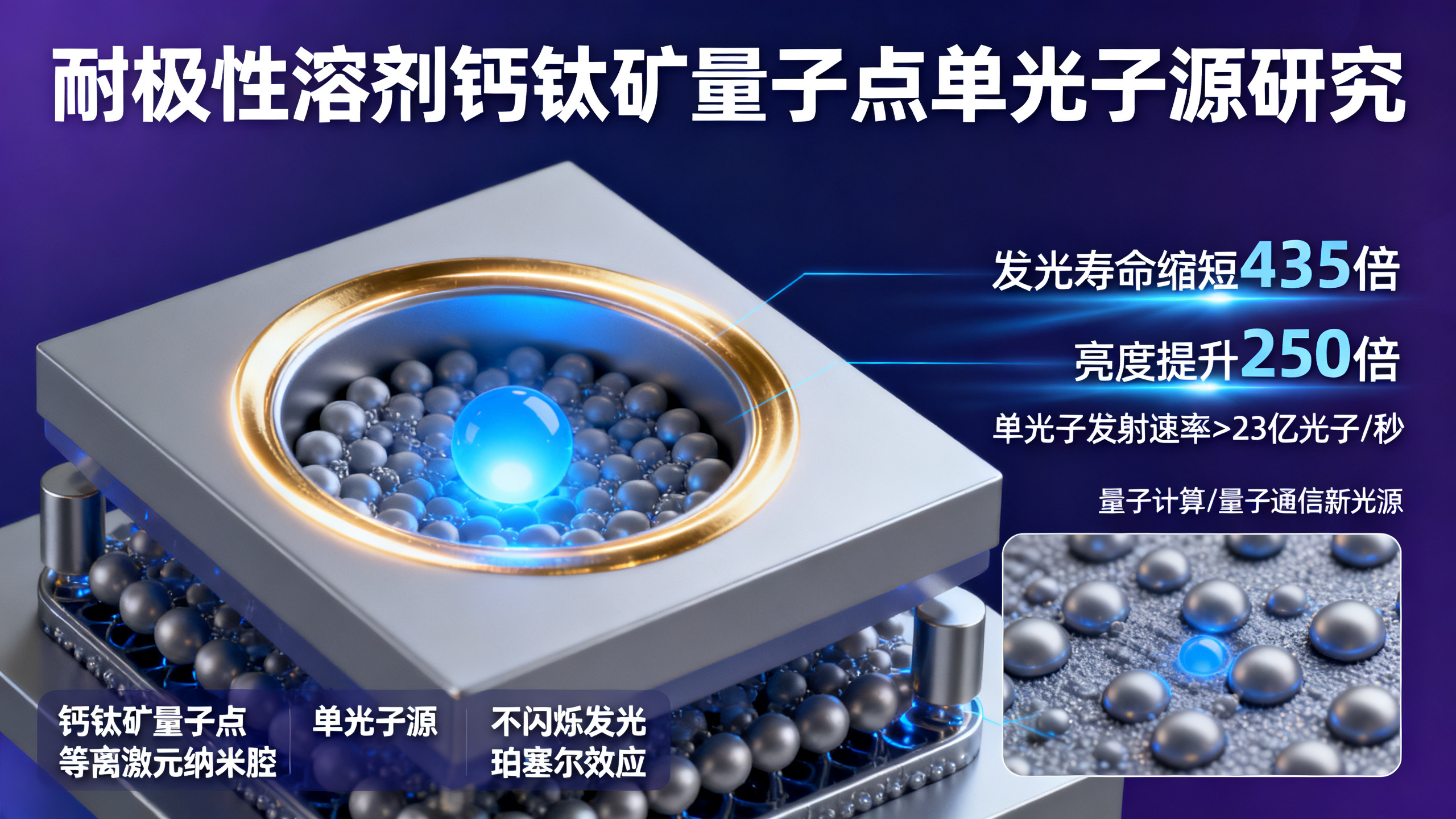 超快、不闪烁的单光子光源：钙钛矿量子点+等离激元纳米腔