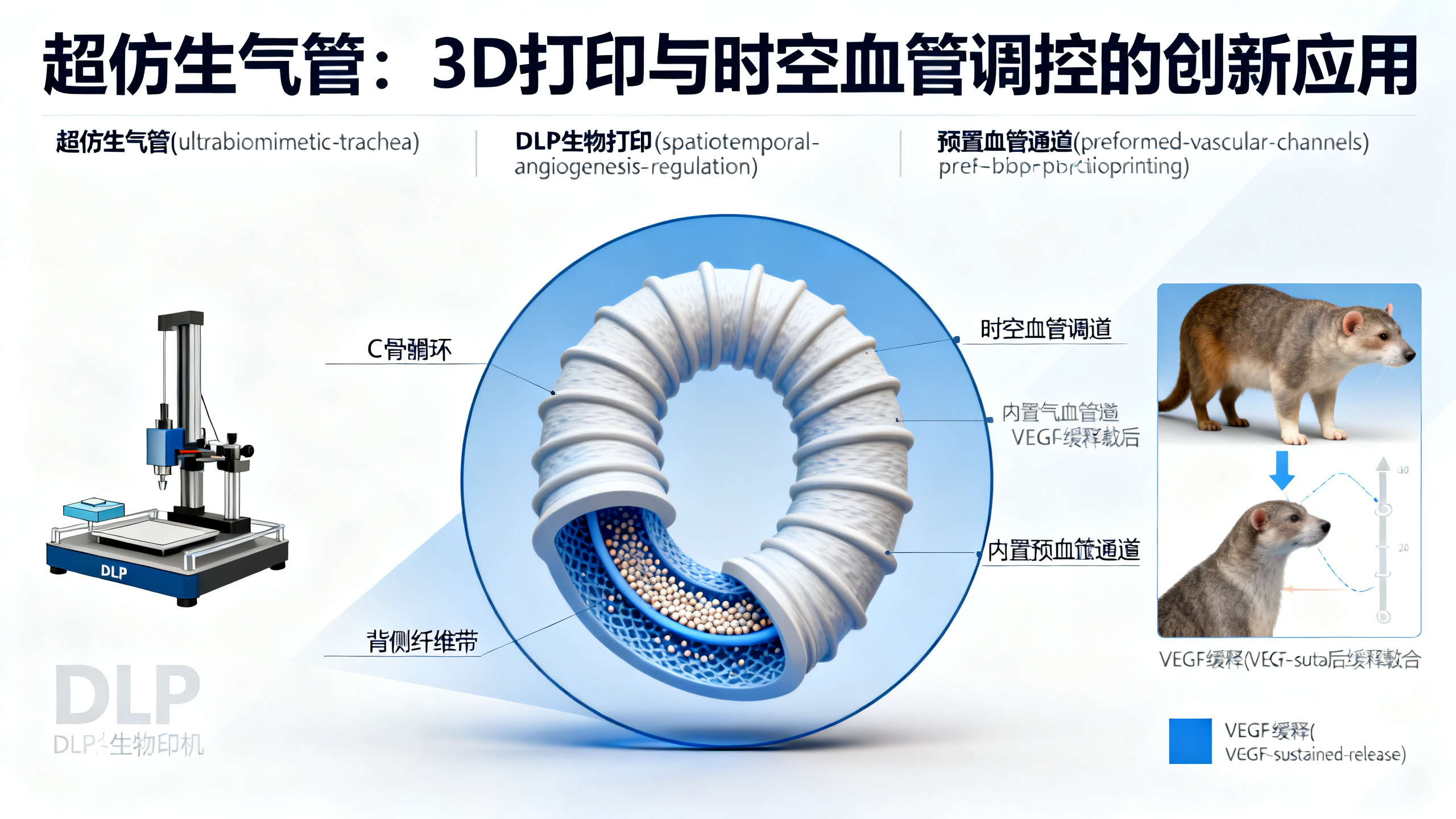 用3D打印技术造出超仿生气管，可精准调控血管生长，用于修复气管缺损