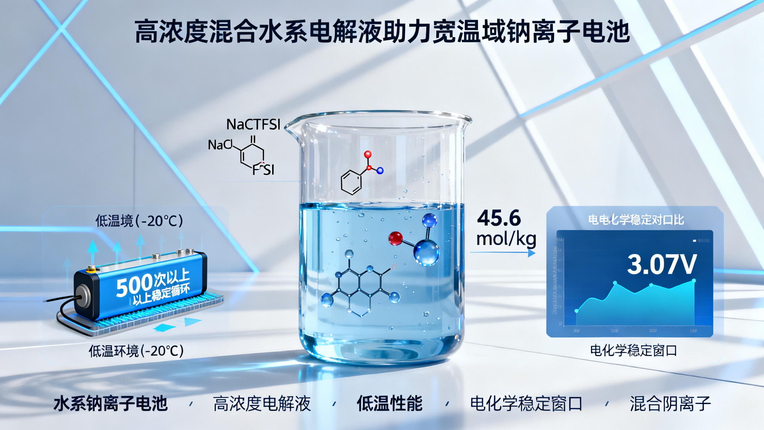 一种可在零下温度工作的高压水系钠离子电池电解液