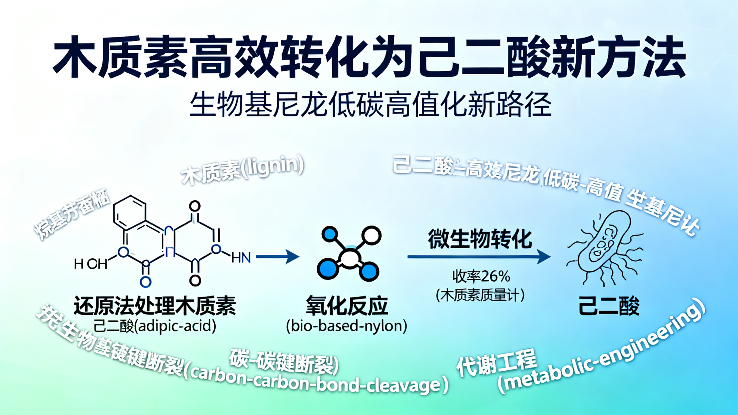 木质素变己二酸：高效化学与生物联合转化法
