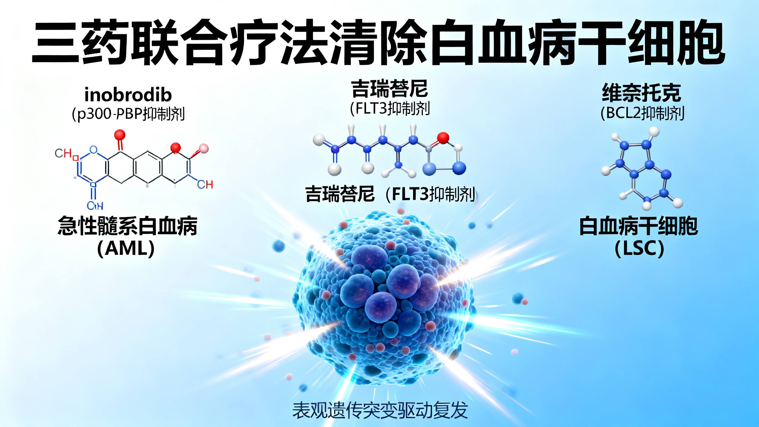 新型三药联合疗法：靶向表观遗传突变型白血病干细胞