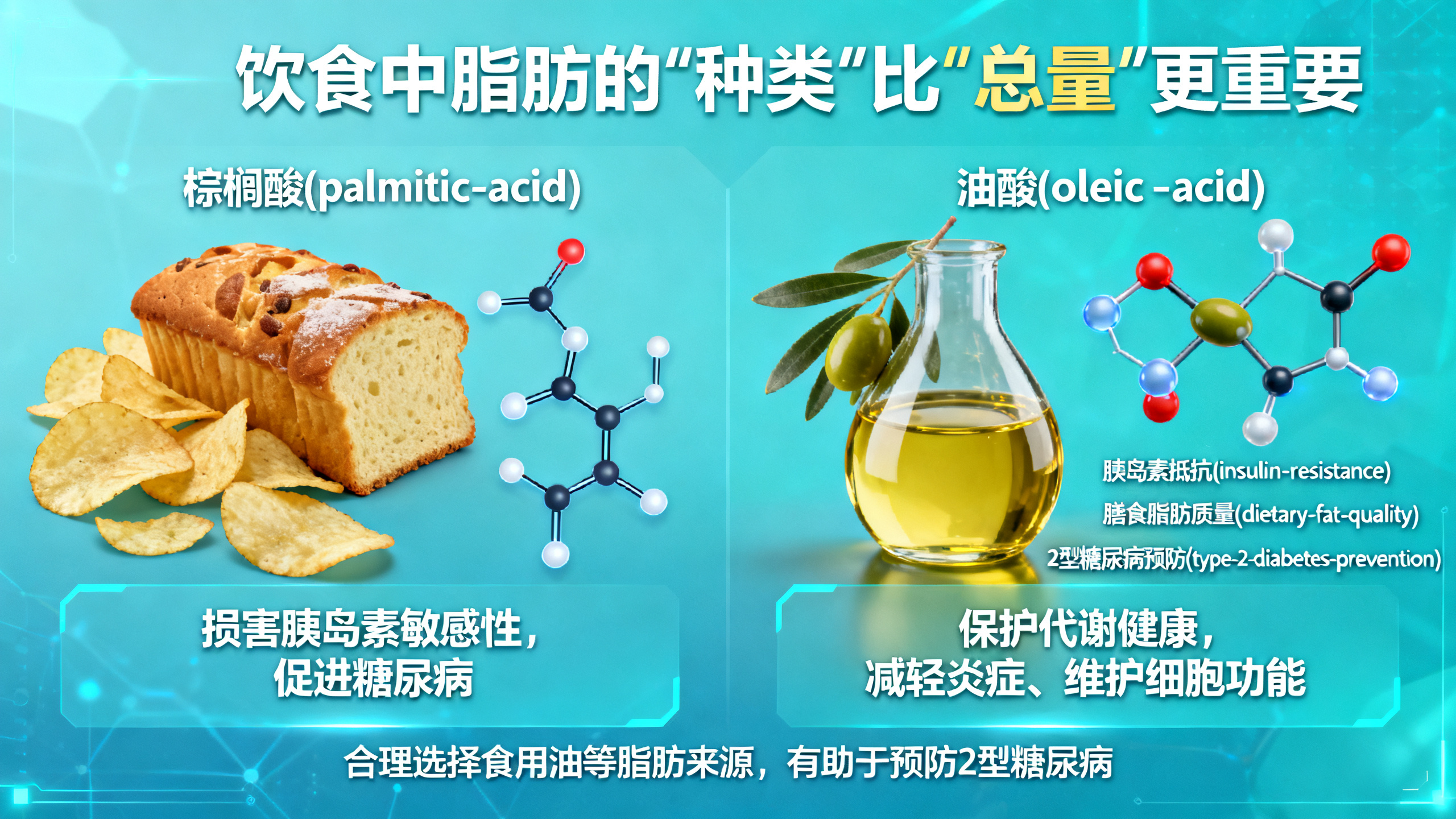 一种常见脂肪可能诱发2型糖尿病，另一种却有助预防