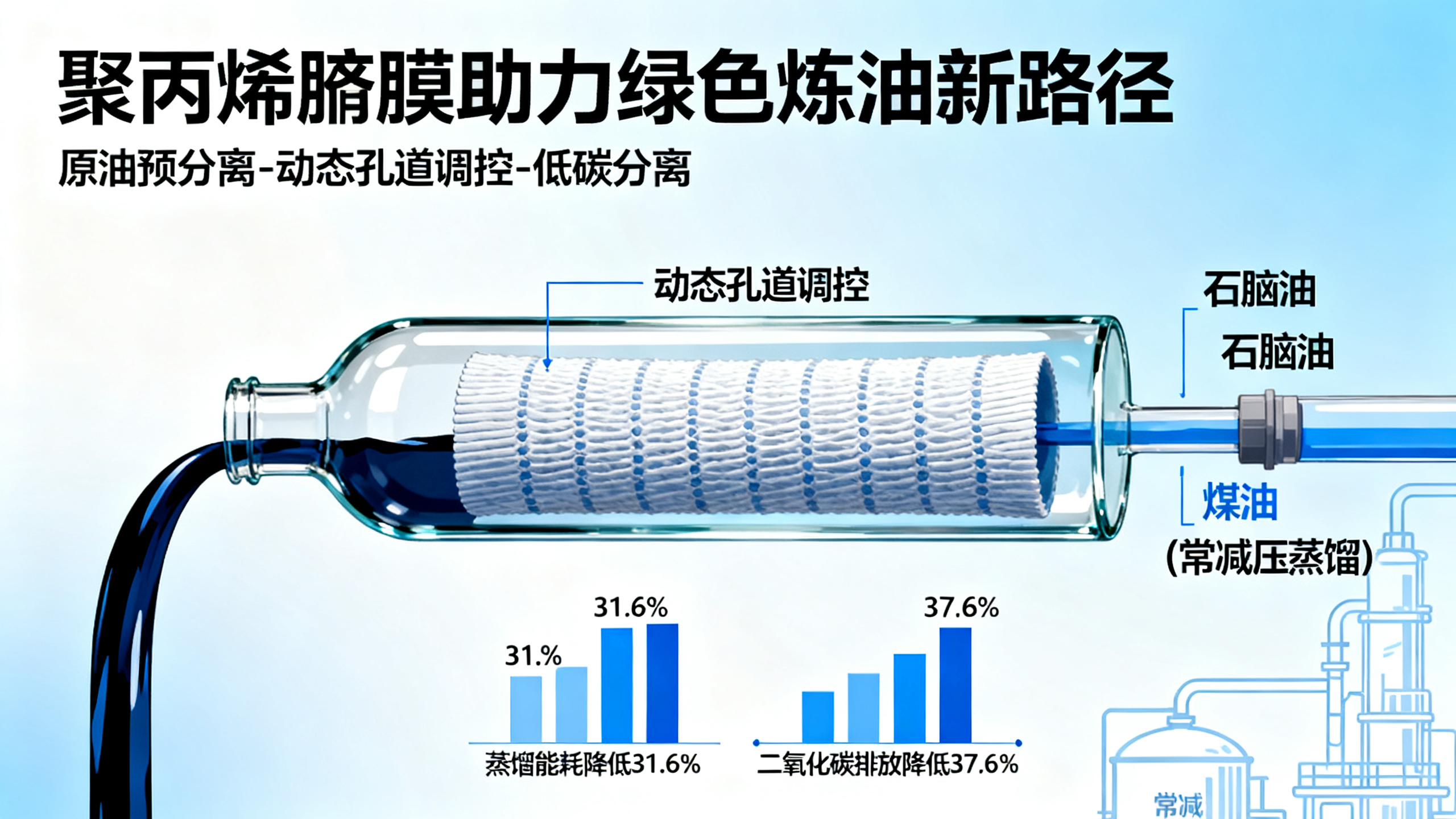 用多孔塑料膜分离原油
