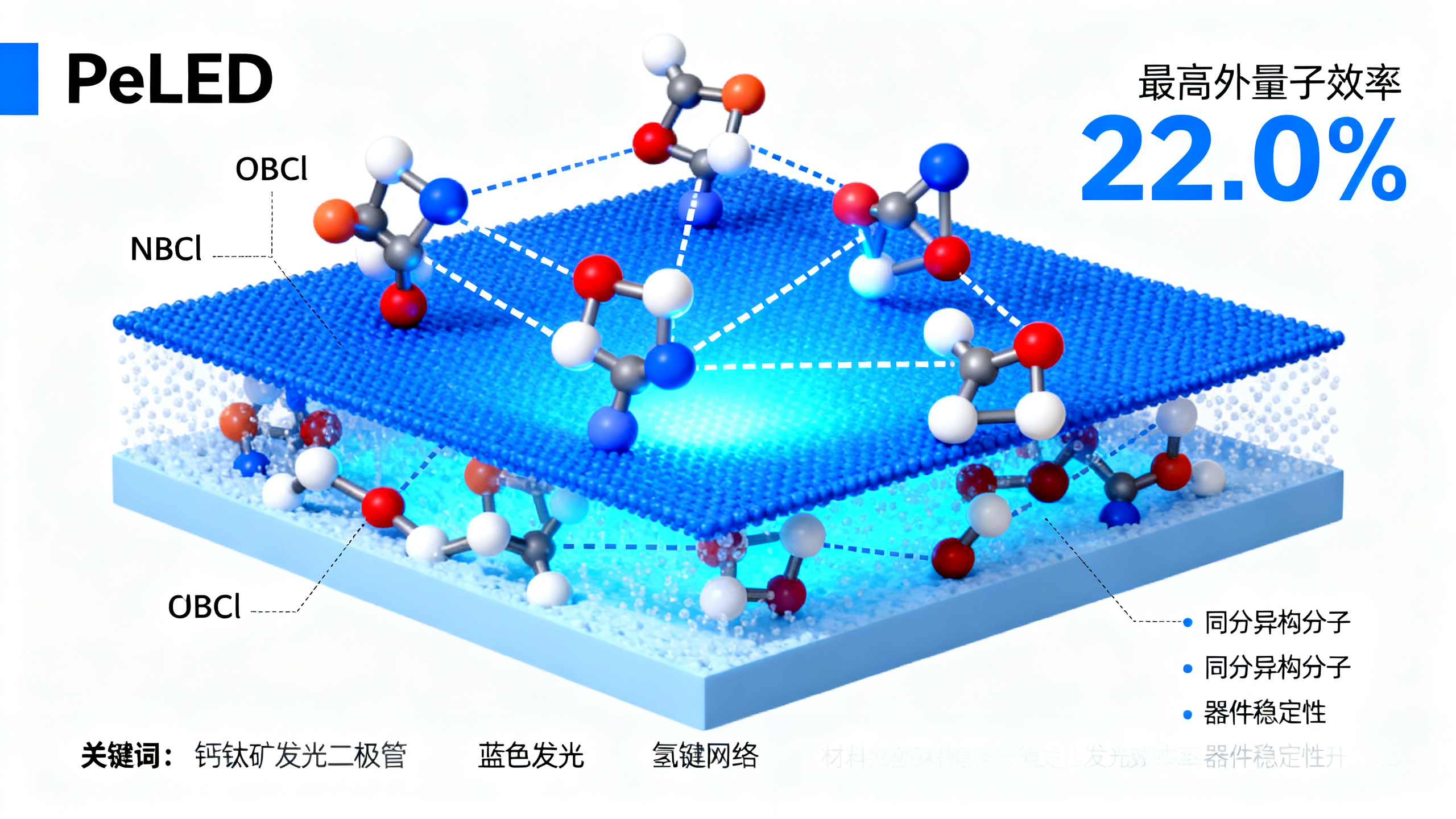 异构体多氢键助力蓝色钙钛矿LED