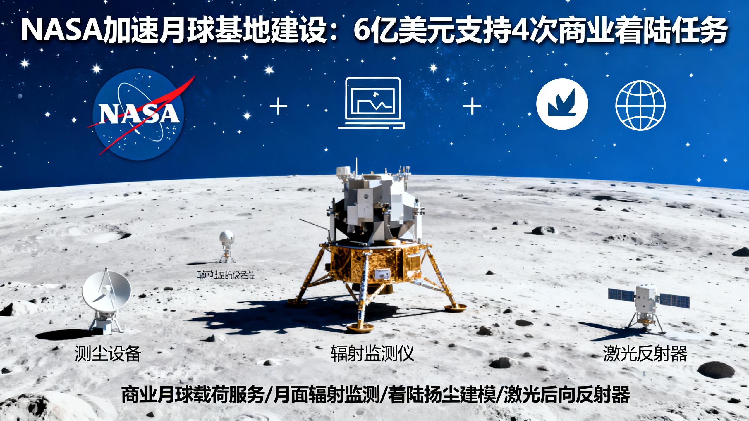 美国宇航局选定四项新探月任务，为建设月球永久基地铺路