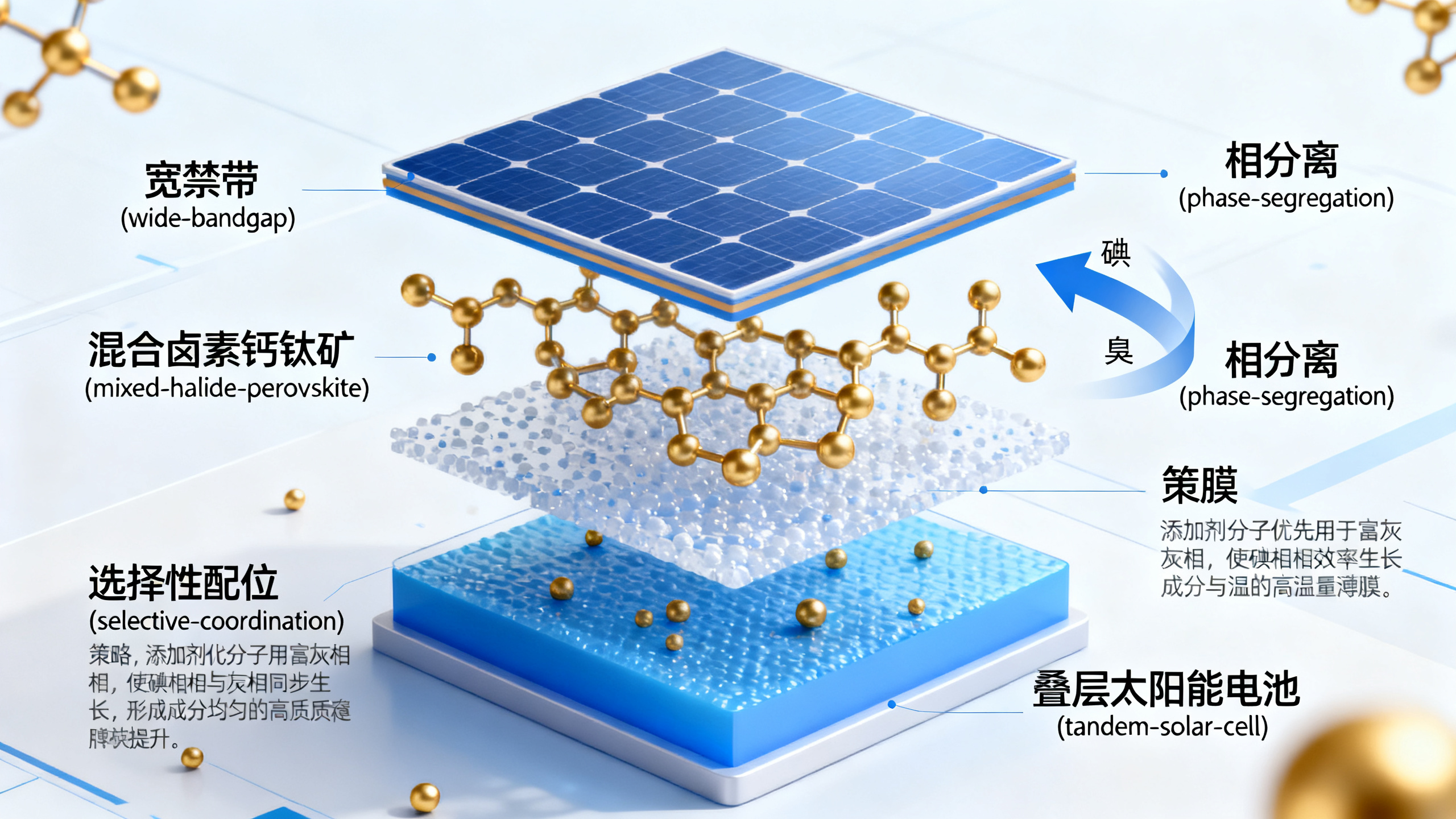 稳定高效的叠层太阳能电池用均匀混合卤化物钙钛矿