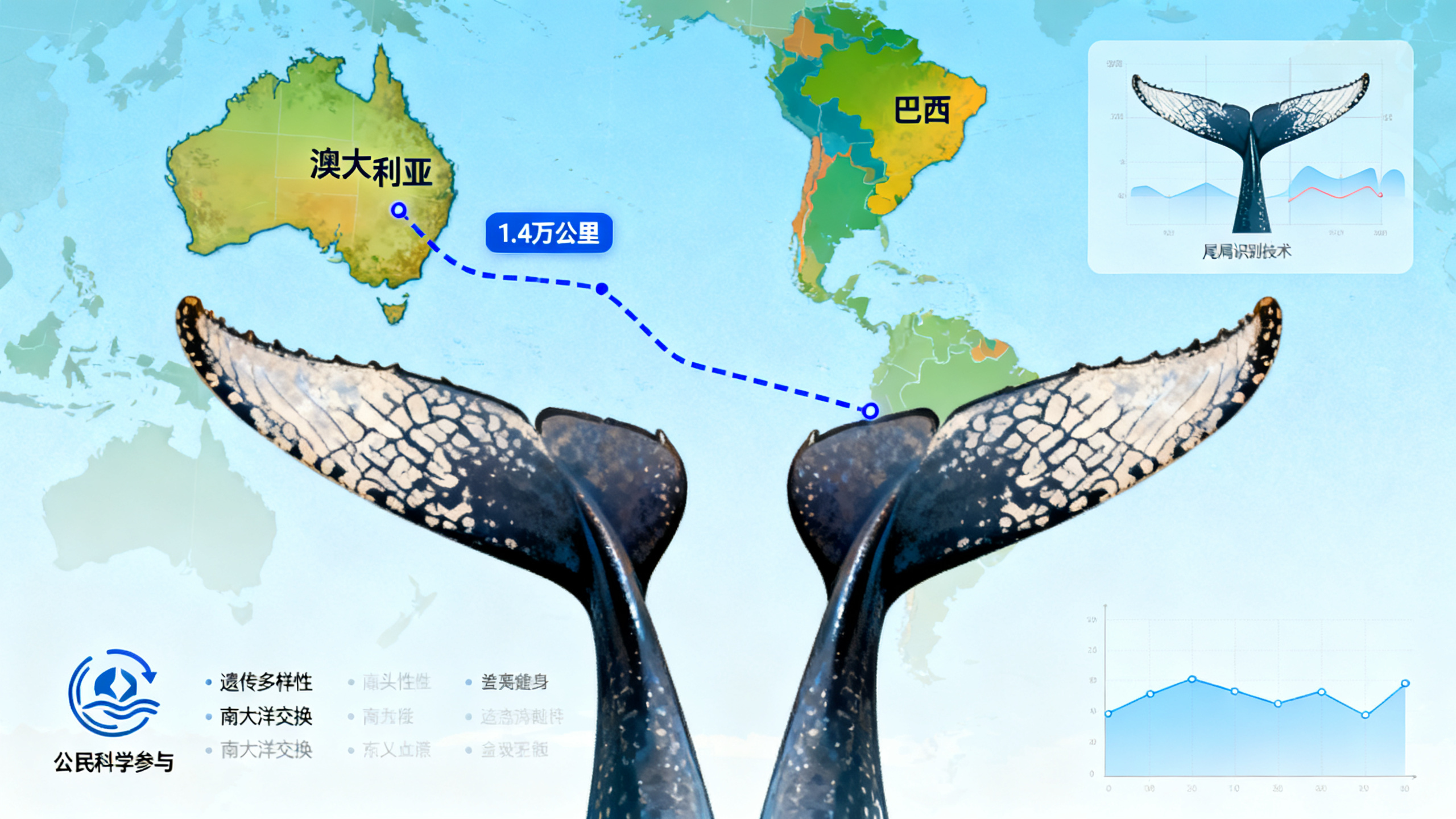 座头鲸创纪录：游了1.5万公里跨洋迁徙