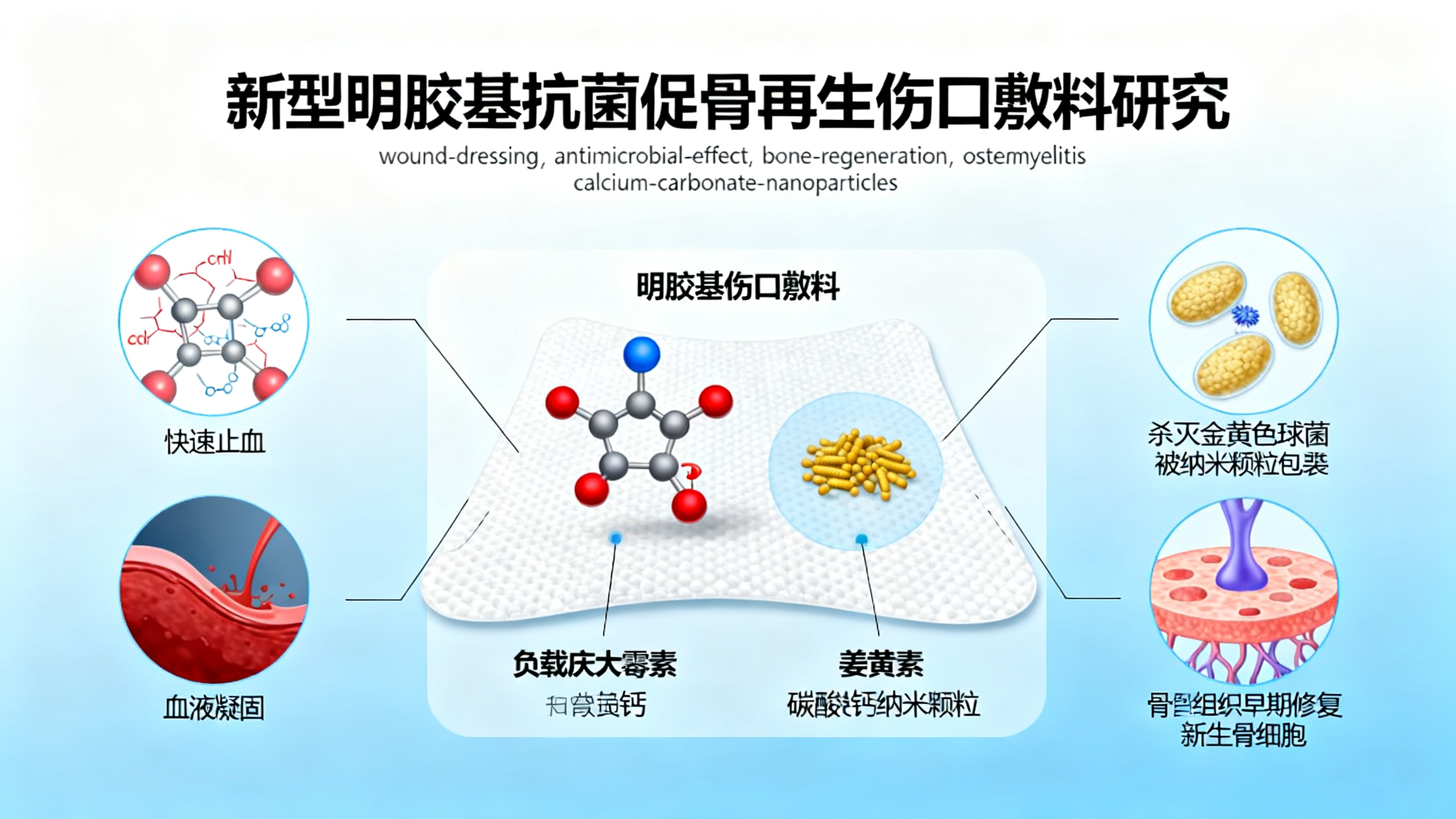 含庆大霉素和姜黄素的碳酸钙纳米颗粒止血抗菌明胶敷料