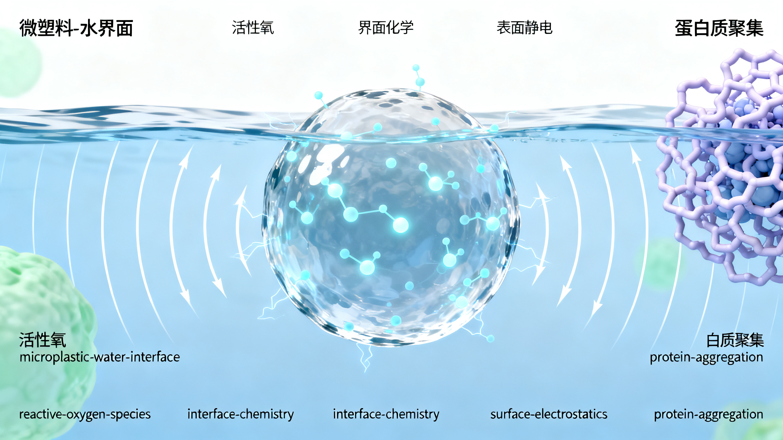 微塑料表面与水接触时的天然化学反应能力